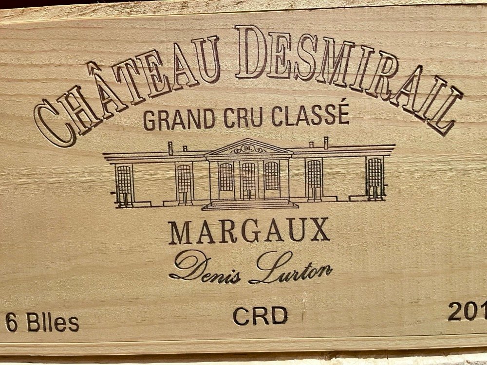 A wooden case of Château Desmirail